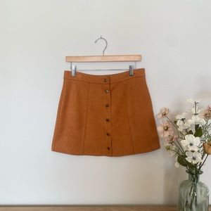 Size 6 Burnt Organge Faux Suede Mini Skirt with Buttons